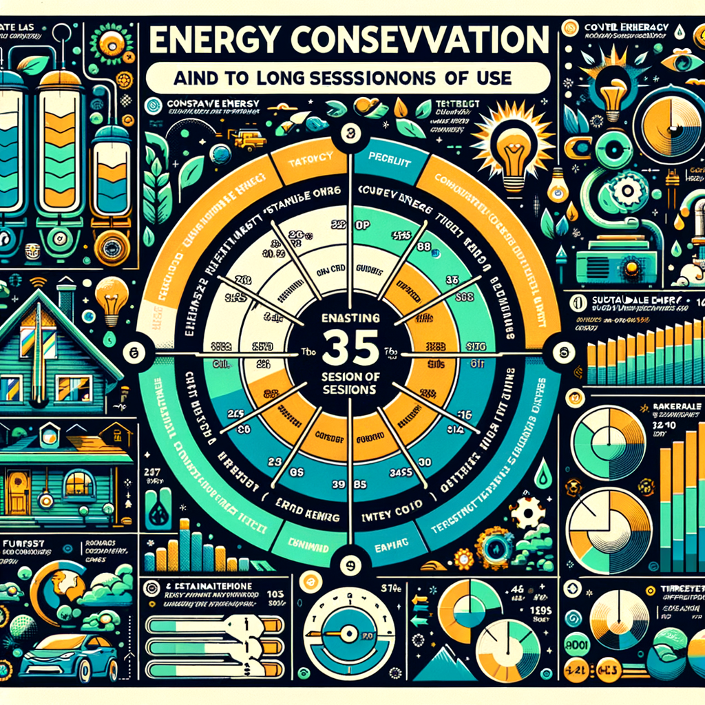 Infographic illustrating energy conservation methods, efficiency techniques, sustainable energy strategies, and tips for long session energy saving for efficient energy use over extended periods.